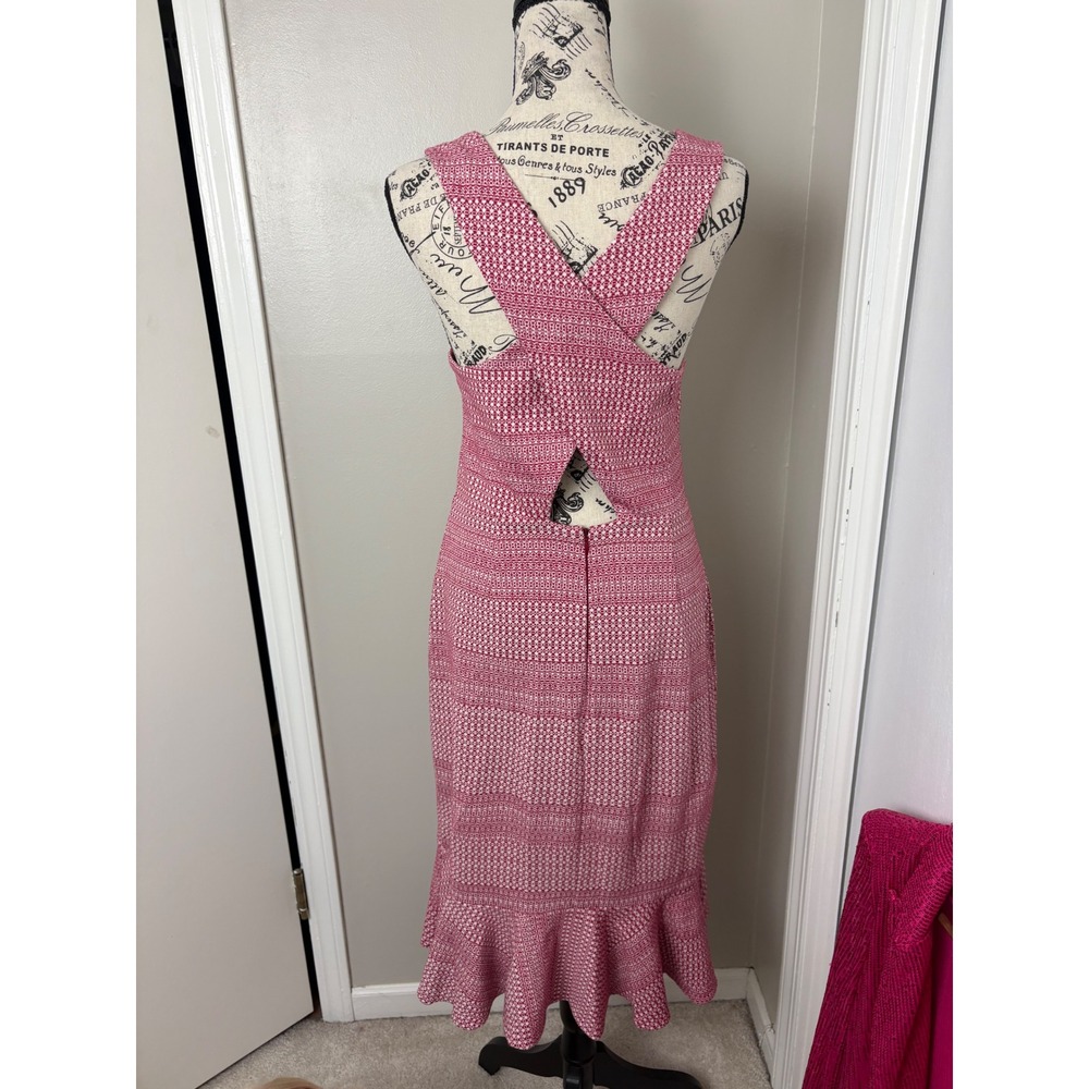 Banana Republic Flounce Hem Dress Women 4 Tall Red White Feminine Mermaid Office - Picture 5 of 9